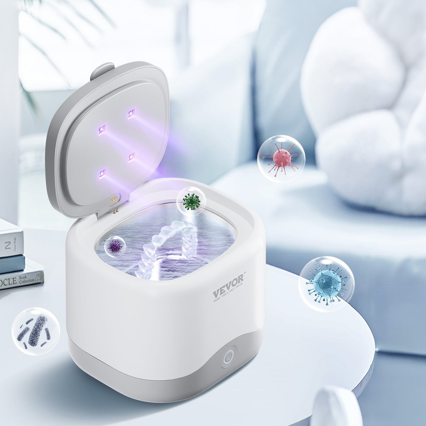 Ultrasonic Cleaner,45kHz Ultrasonic Cleaner For Denture Cleaner, Retainer Cleaner, Mouth Guard Cleaner, Night Guard Cleaner, Retainer Cleaner Machine With 200ML Dental Cleaning Pod
