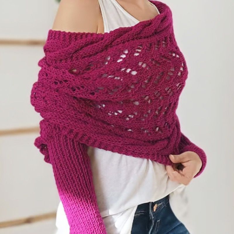 Long autumn and winter shawls, knitted scarves, and hollowed-out extended double-sleeved shawls for outerwear