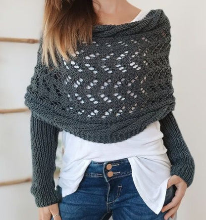 Long autumn and winter shawls, knitted scarves, and hollowed-out extended double-sleeved shawls for outerwear
