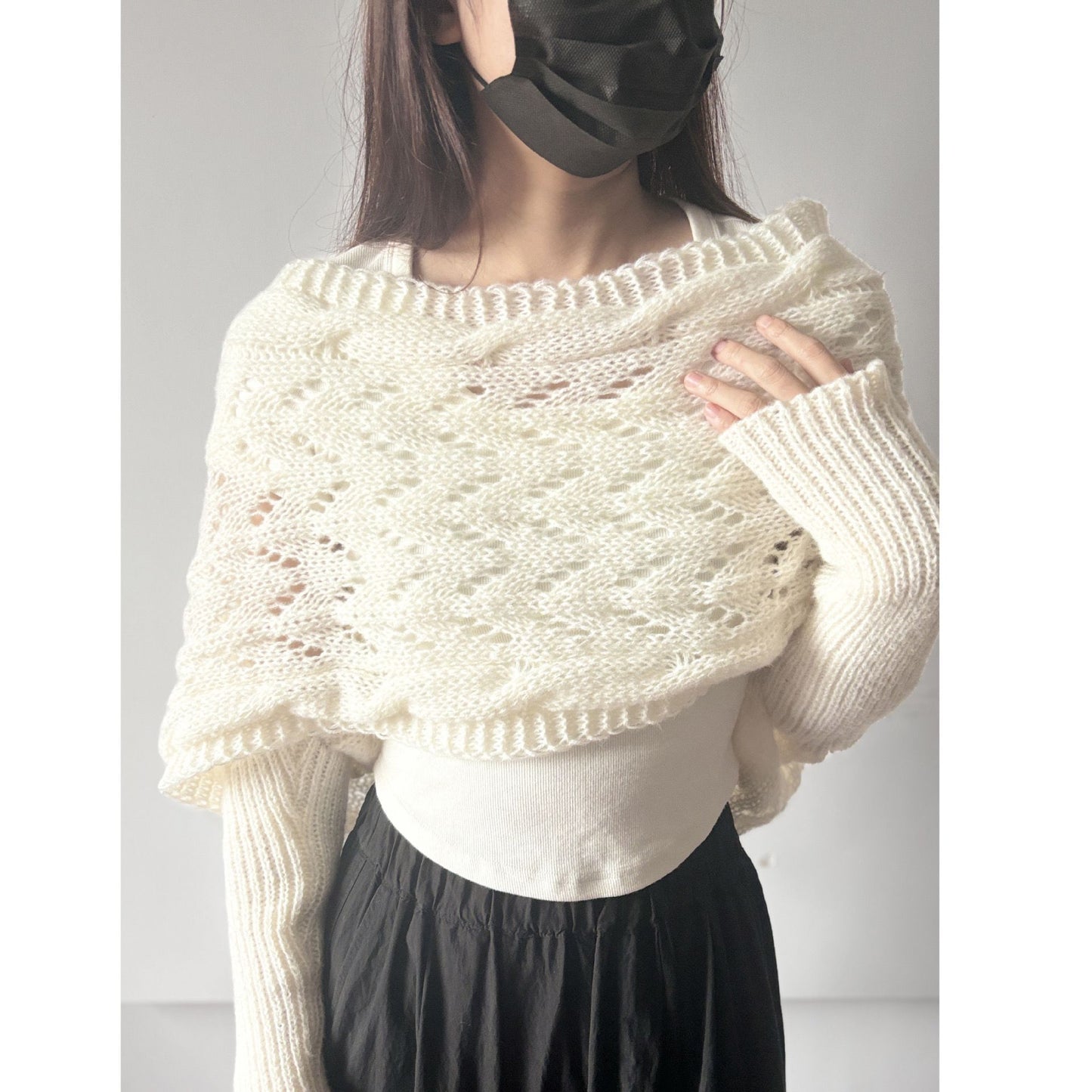 Long autumn and winter shawls, knitted scarves, and hollowed-out extended double-sleeved shawls for outerwear
